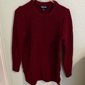 Lands' End Women's Deep Red Crew Neck Sweater